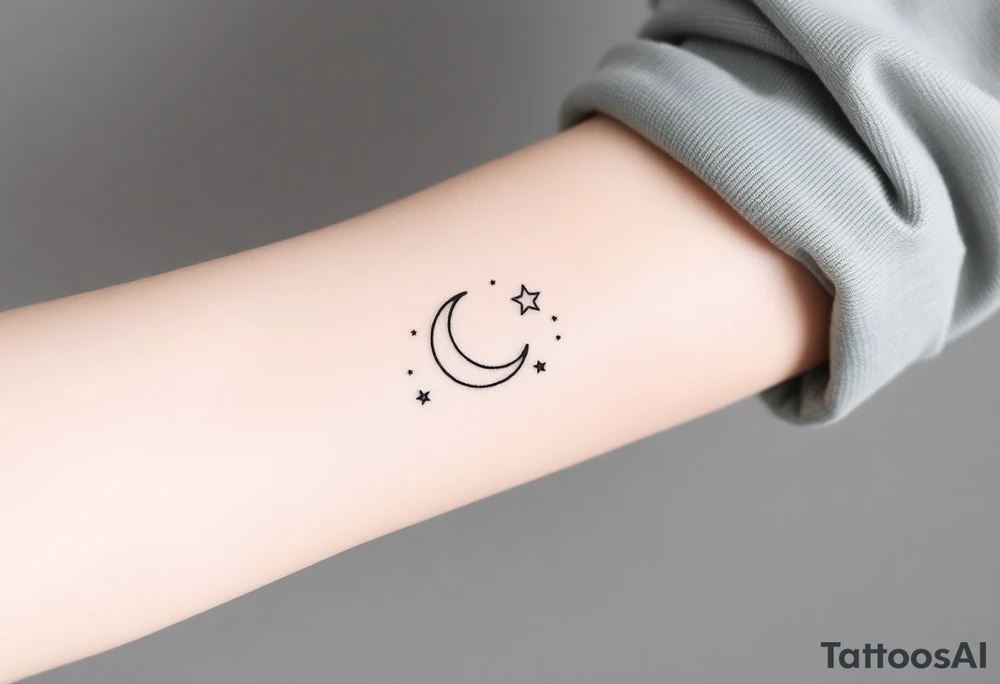 Moon and stars tattoo idea