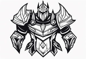 Mordekaiser from league of legends with armored hand in forground tattoo idea