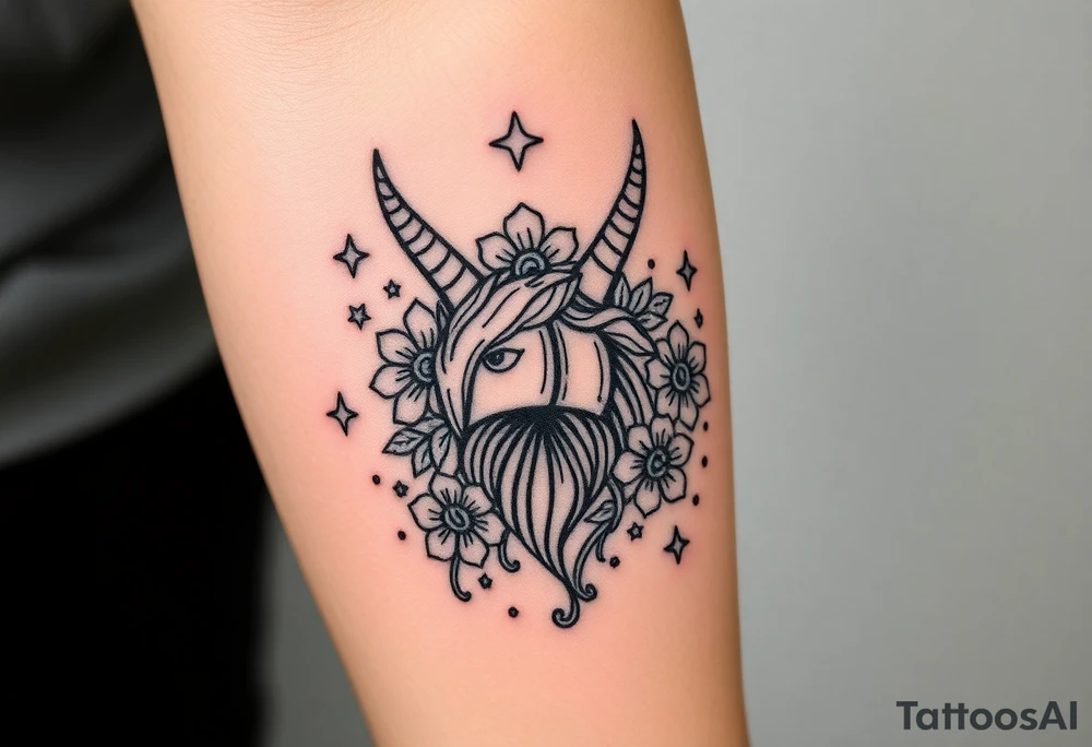 Capricorn head and body y starsign  10x10 cm 

Flowers or stars tattoo idea