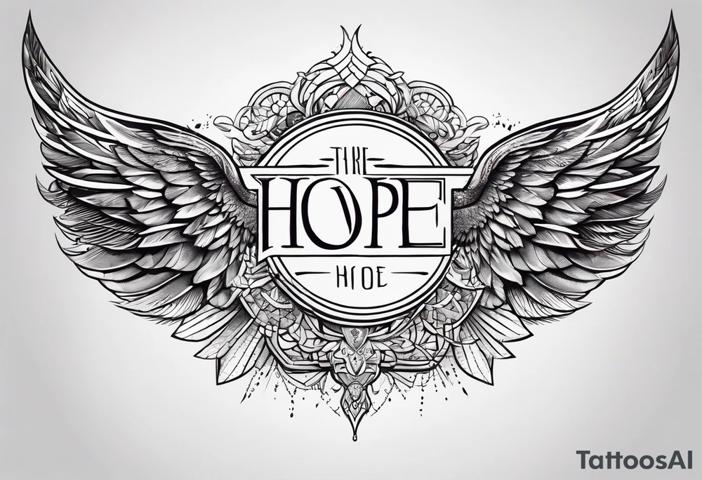 valkyrie wings with word "hope" blended in tattoo idea