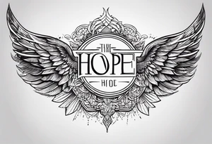 valkyrie wings with word "hope" blended in tattoo idea