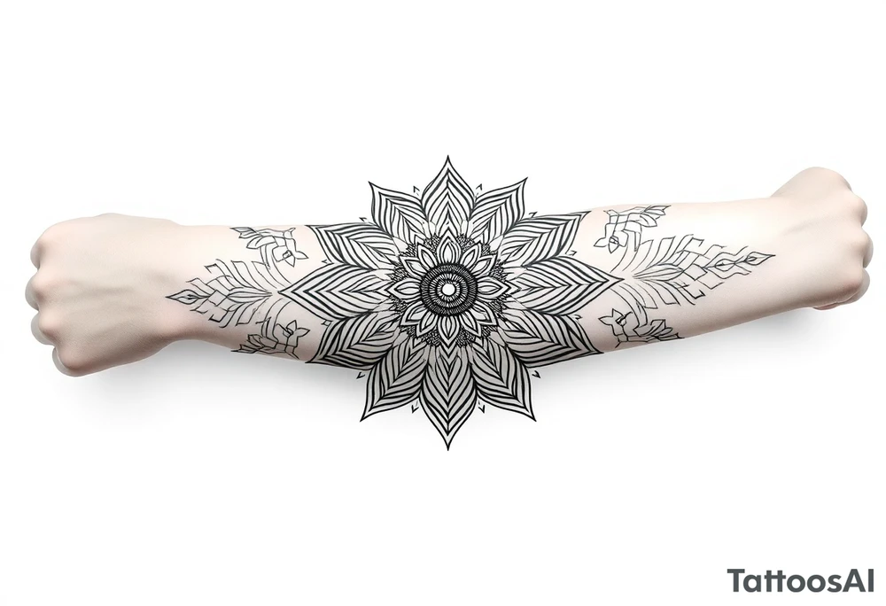 bold line shaman style mandala tattoo idea