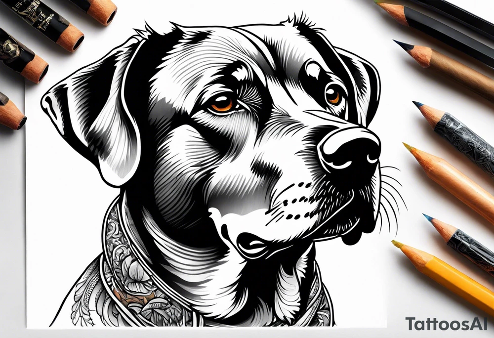 dog wearing a smoking tattoo idea