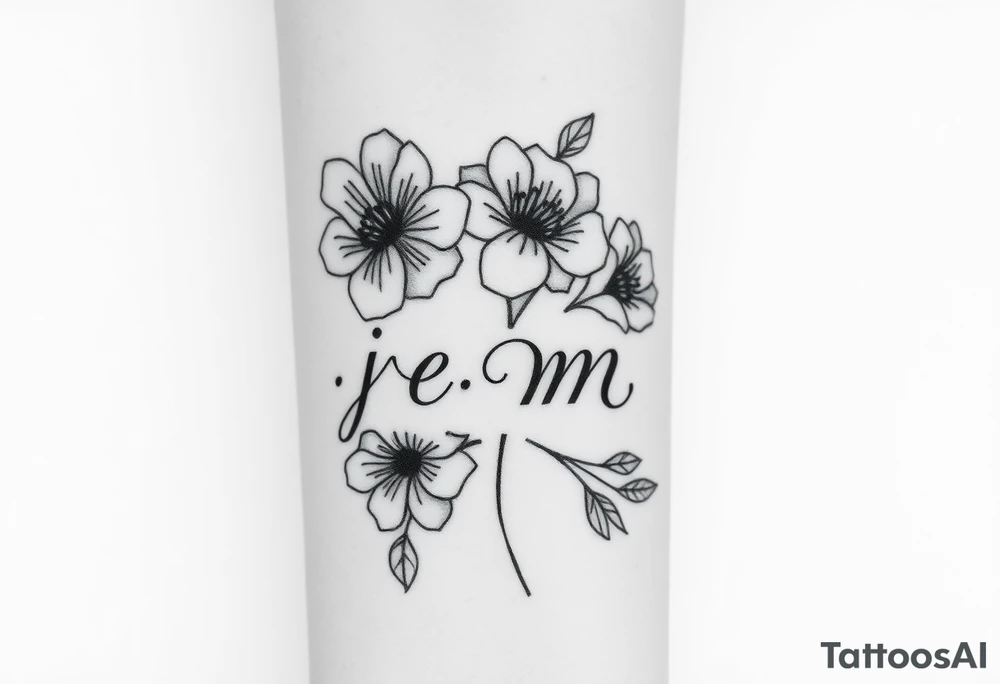 flowers with the initials j e m m tattoo idea
