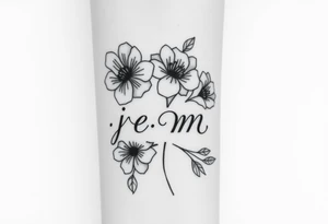 flowers with the initials j e m m tattoo idea