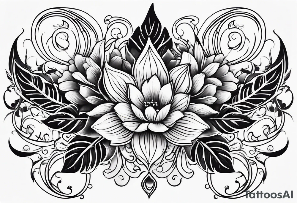 small long ornate floral sternum tattoo tattoo idea