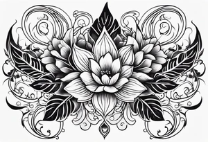 small long ornate floral sternum tattoo tattoo idea