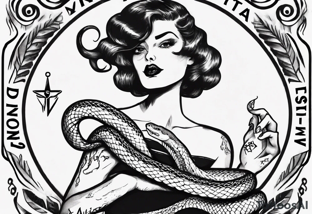 The hand holds a snake with the inscription (don't trust anyone) tattoo idea