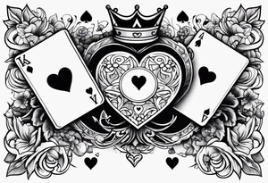 royal flush of hearts tattoo idea