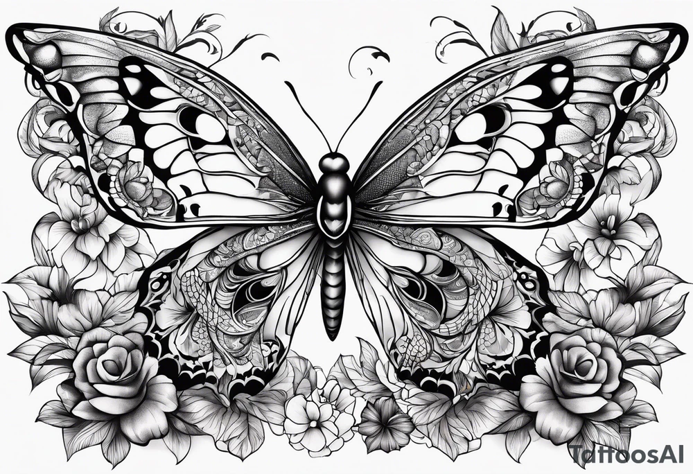 Butterflies, owl, firefly, dragonflies tattoo idea
