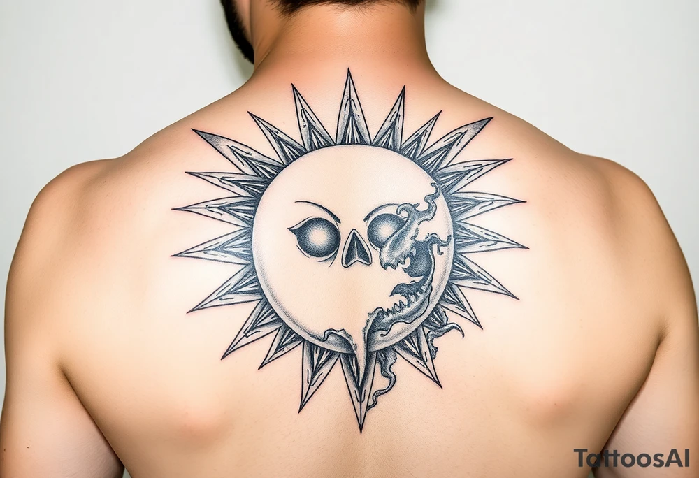 zombie aztec sun calindar eating 

 and a hellishly starry sky tattoo idea