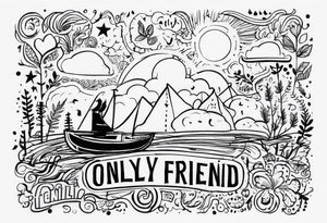 Tattoo the lyrics
 "Weathered and fading"

from the song "Only Friend" - Wallows

include little icons relevant to the song like the earth or a rainy cloud (examples_ tattoo idea