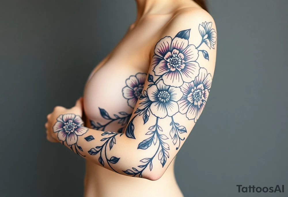 Tribal flowers somoan tattoo idea