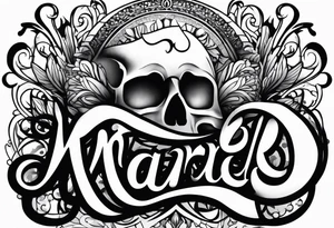 Lettering name spelling out “marabel” no background tattoo idea