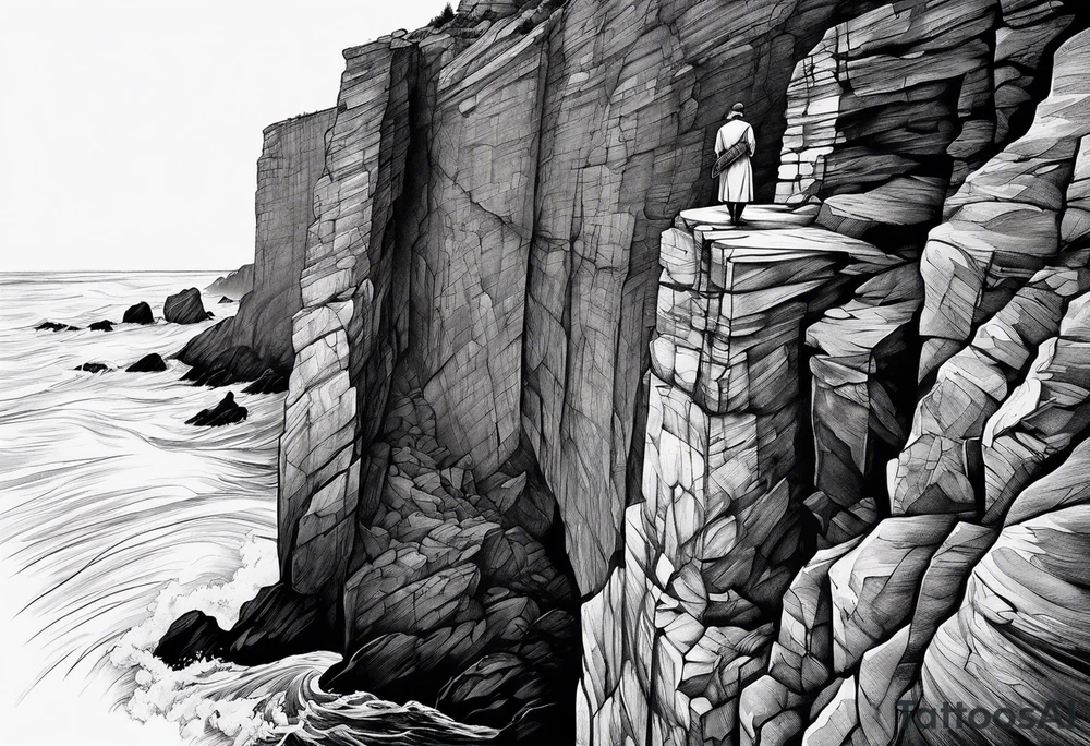 A shadow on the edge of a Cliff 
“Never look down “ tattoo idea