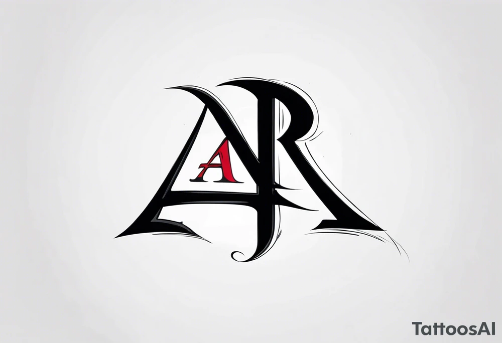 the letters A R in the middle of a ninja headband tattoo idea