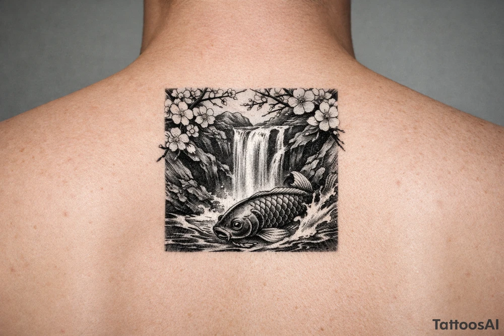 Asian style Cherry blossoms, waterfall, koi
half sleeve tattoo idea