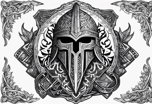 Valhalla shield sword axe Valknut fire armour tattoo idea