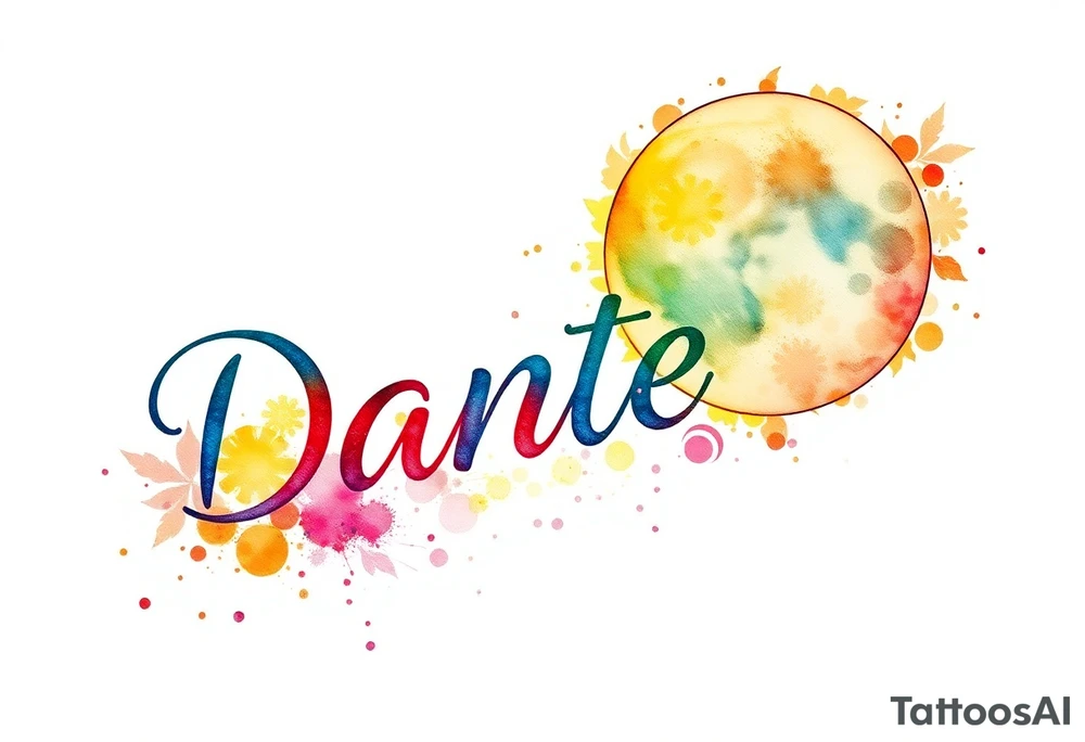 The name "Dante" in the sun and the name "Taiga" in the moon tattoo idea