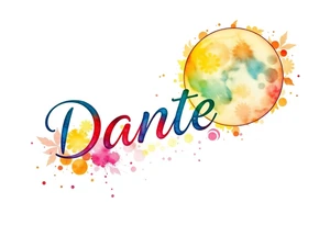 The name "Dante" in the sun and the name "Taiga" in the moon tattoo idea