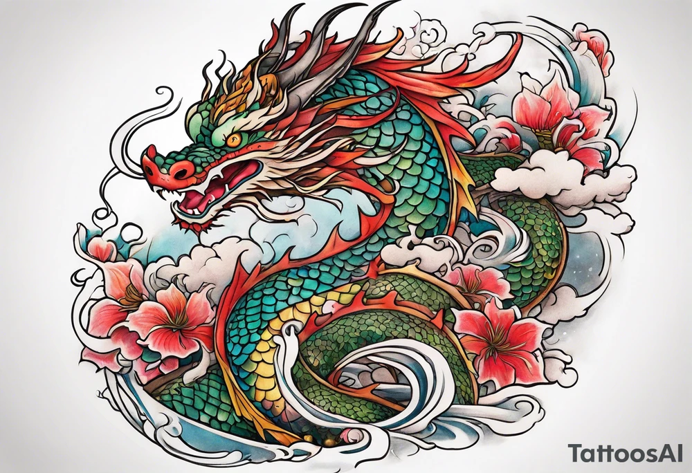 Dragon in wonderland tattoo idea