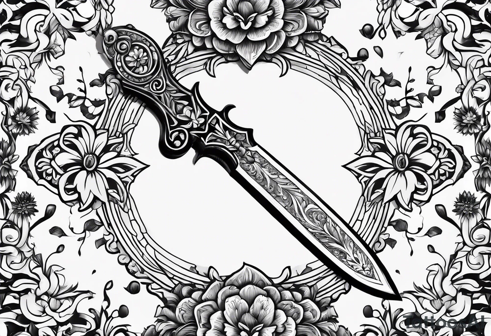 Dagger, with flower tattoo idea