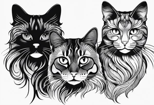 Two cat silhouettes. One gray and one fully black tattoo idea