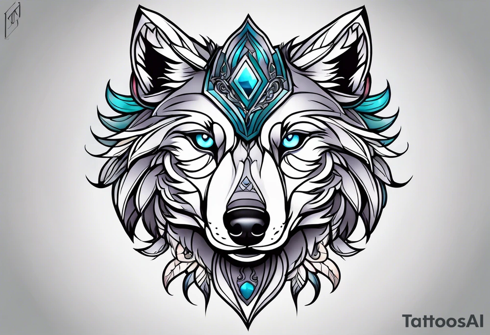 Neotraditional wolf tattoo idea