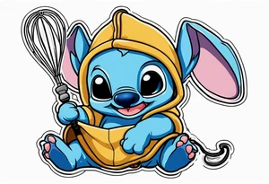 Baby stitch with welding hood and a whisk tattoo idea