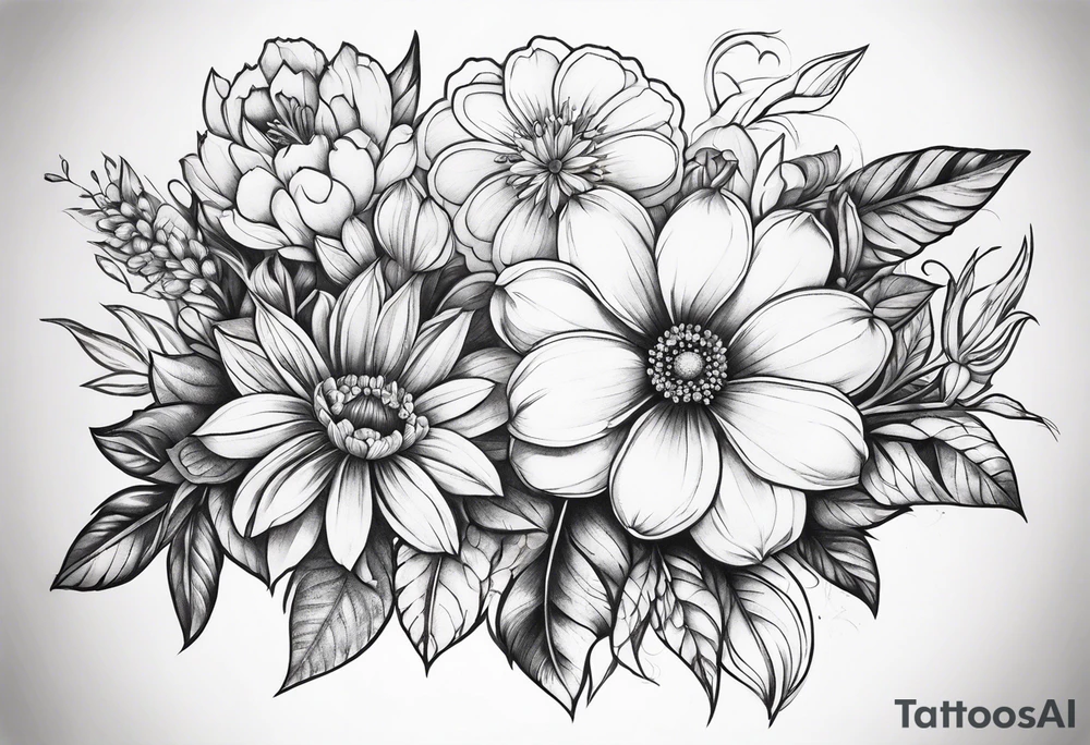 ornaments of flowers tattoo idea