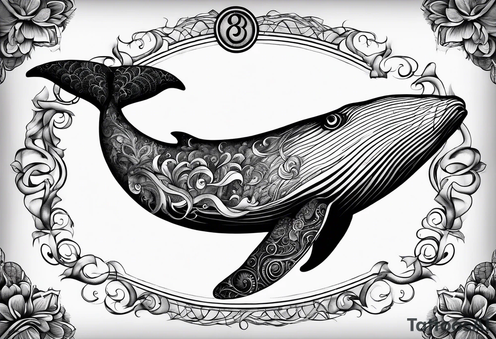 A great whale and the number 3 tattoo idea