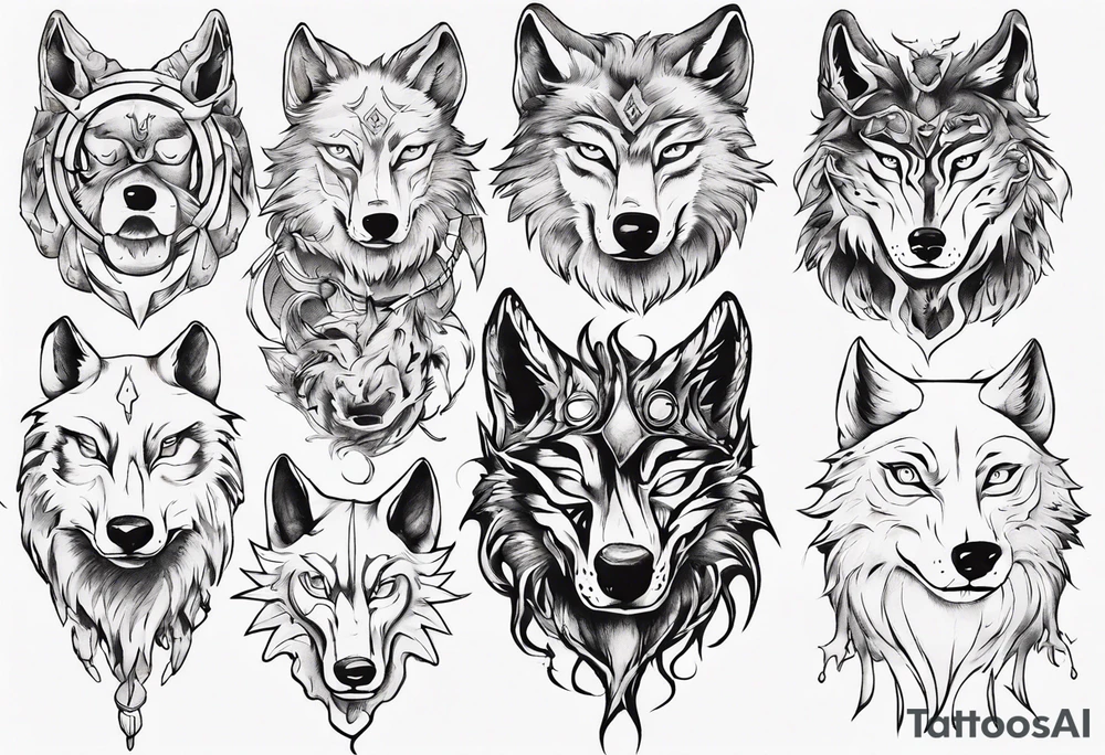 Spiritual wolf tattoo idea