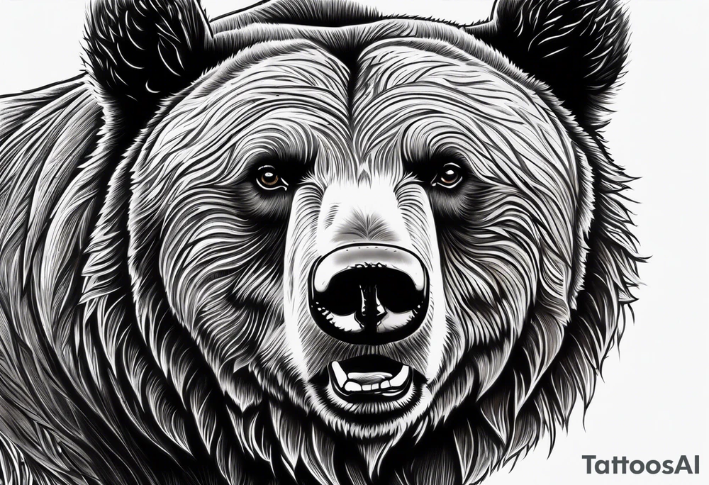 Grizzly Bear with a look of strength in their eyes tattoo idea