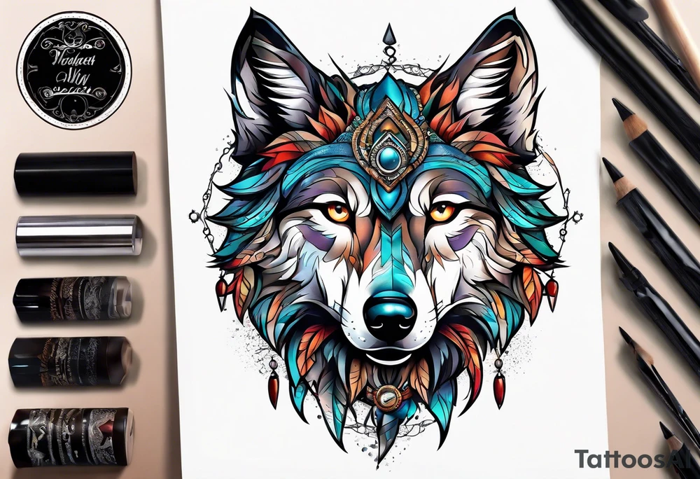 Stoned Wolf tattoo idea