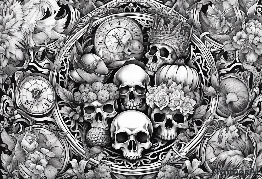Biblical depiction of the seven deadly sins sleeve tattoo idea
