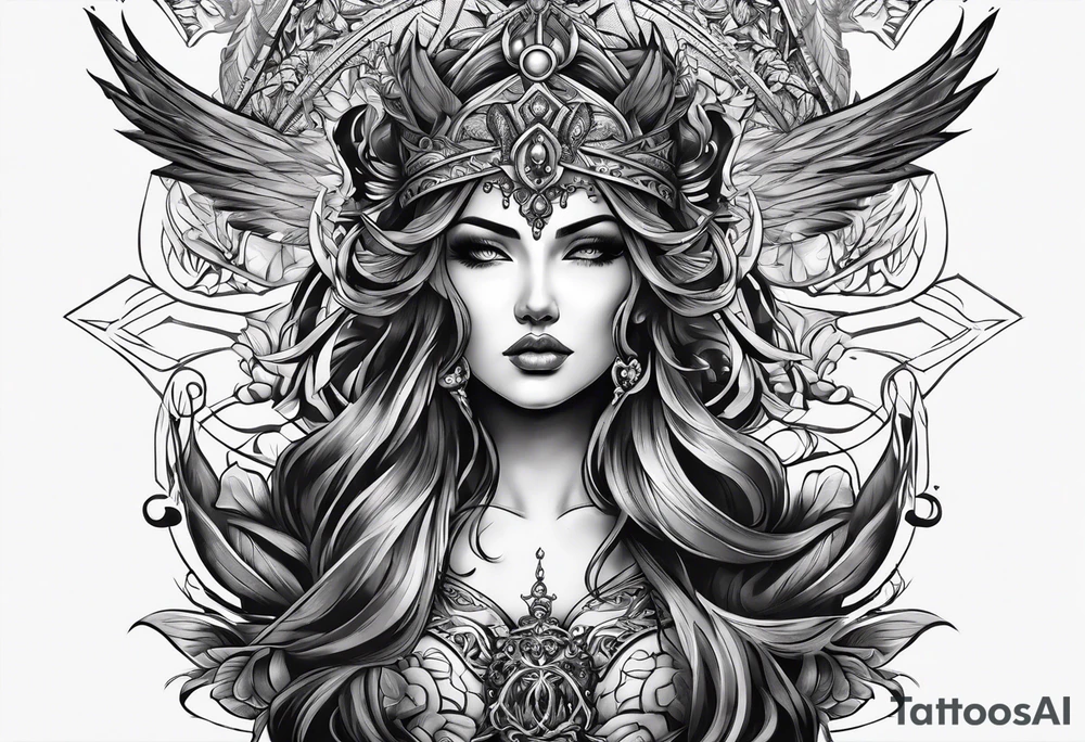 the goddess of vengeance tattoo idea
