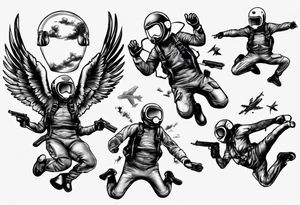 skydiving, shooting guns tattoo idea