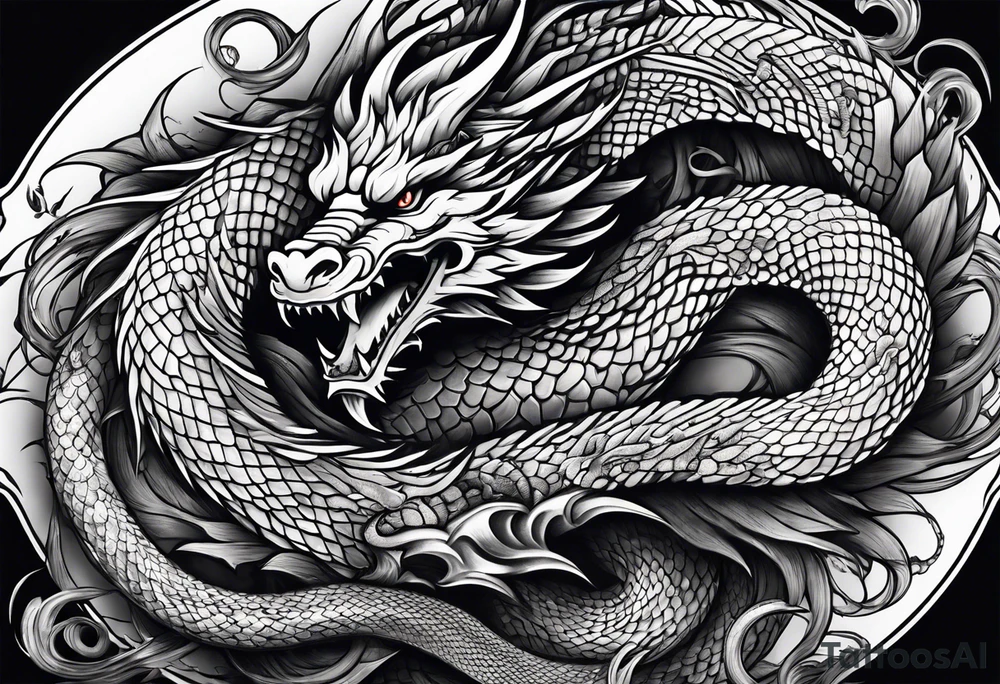 dragon fighting with snake tattoo idea