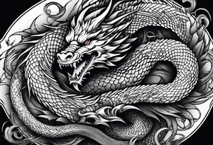 dragon fighting with snake tattoo idea