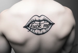 Set of lips with the words fuck me  written on them tattoo idea