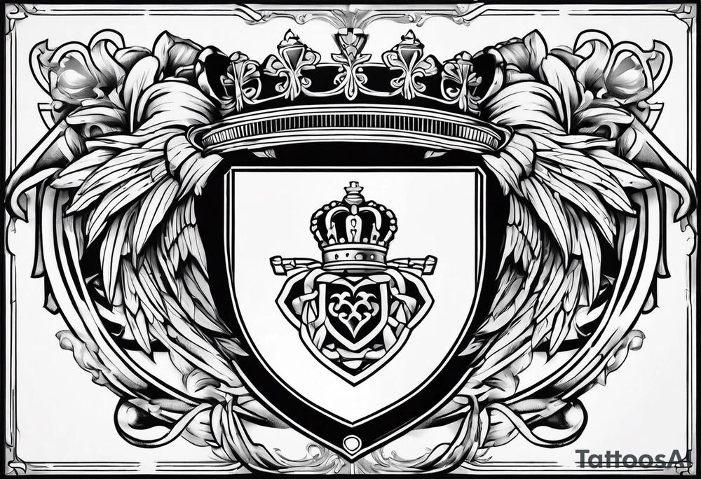 Collins family crest with Irish claddagh chest tattoo tattoo idea