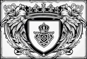 Collins family crest with Irish claddagh chest tattoo tattoo idea