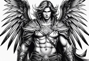 Male angel warrior tattoo idea