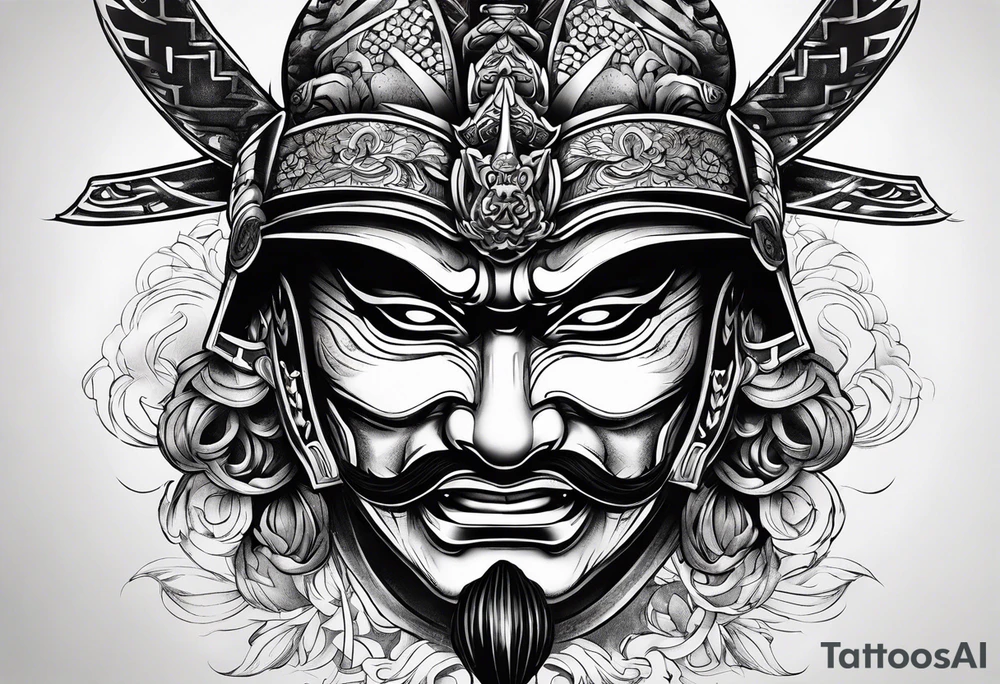 Japenese henya mask samurai tattoo idea