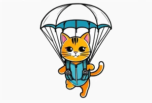 funny cat skydiving with a parachute open tattoo idea