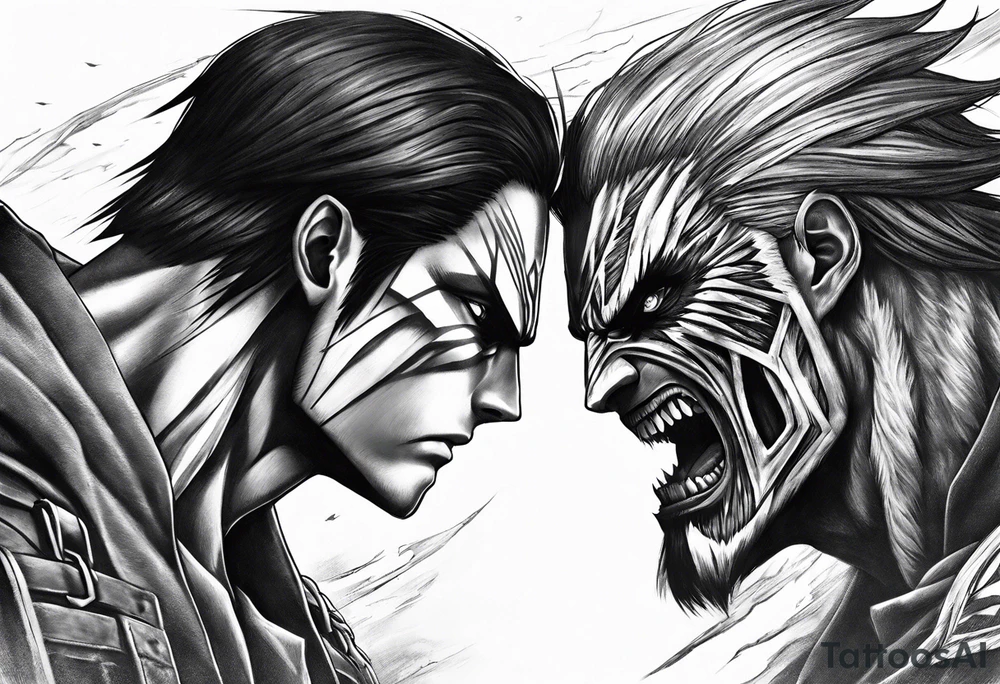 Levi attack on titan fight vs beast titan based of manga drawing tattoo idea
