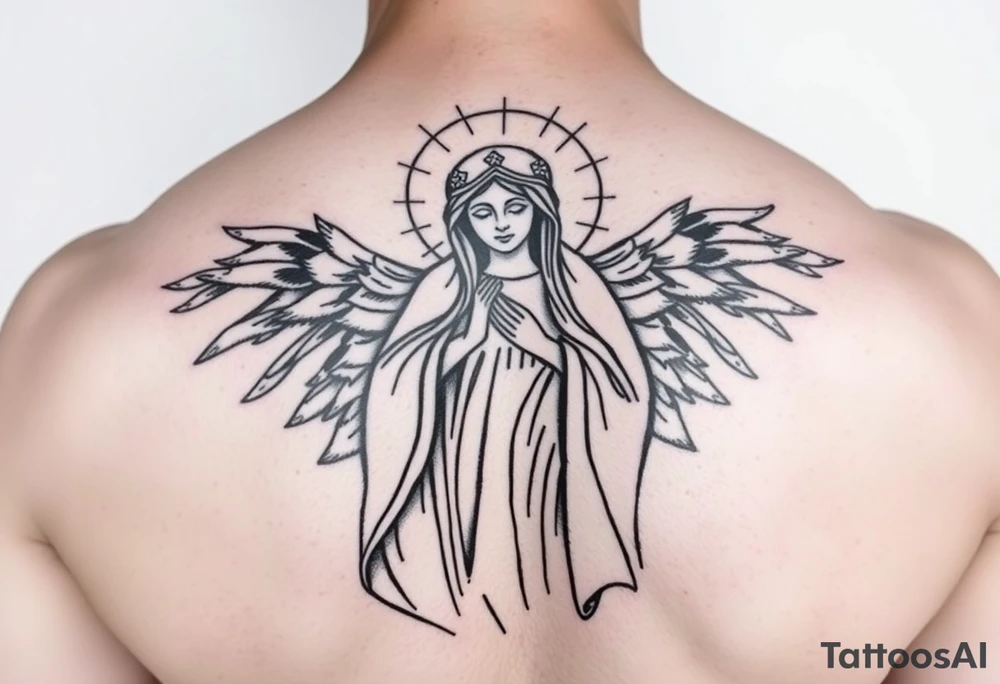 Religious Chicano Virgin Mary tattoo idea