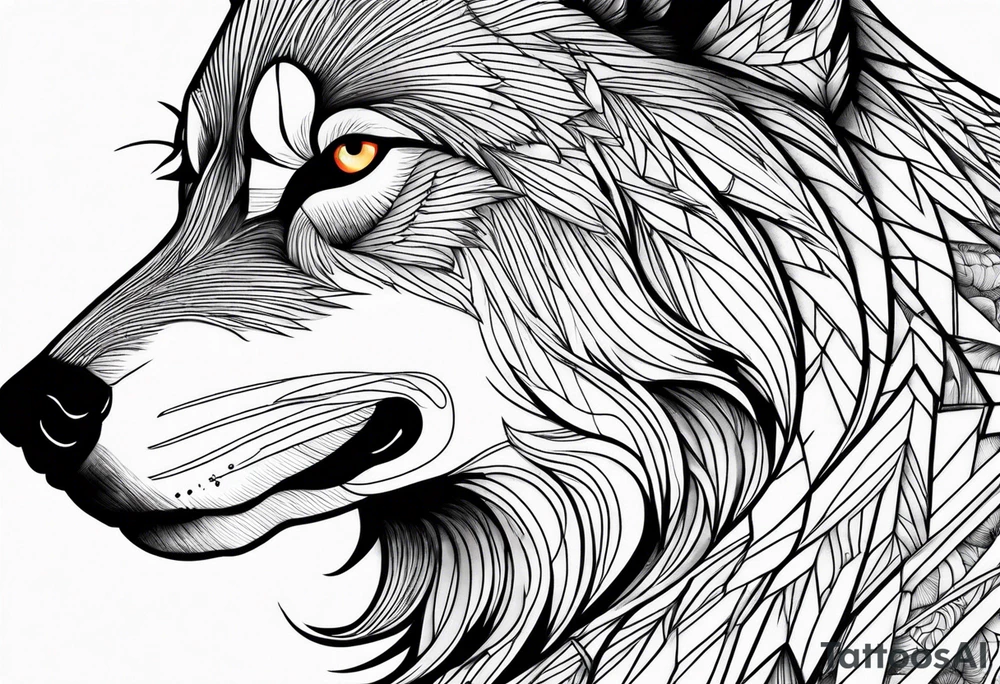 Mountains, wolf eyes underneath tattoo idea