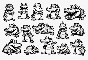 cute cartoon aligator crying tattoo idea