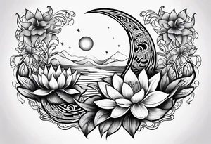 Lilly pad and crescent moon tattoo idea